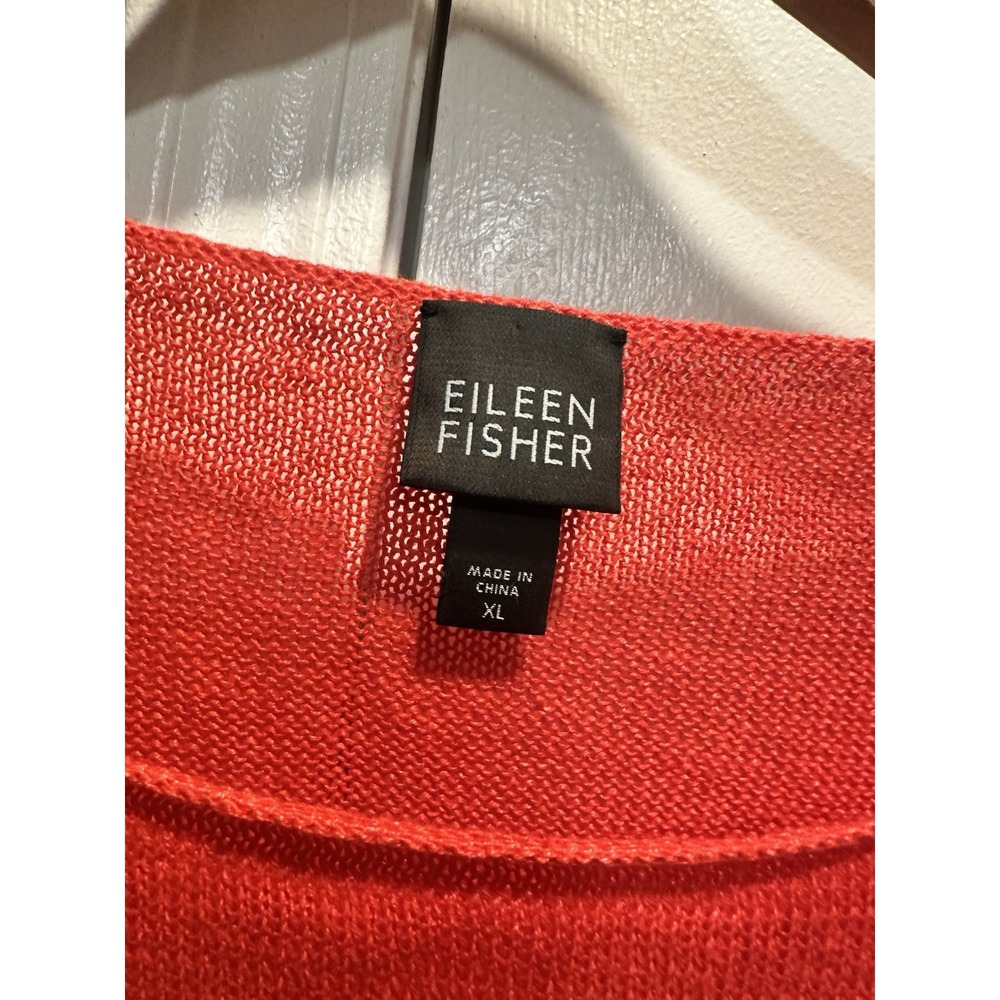 Eileen Fisher Orange Sweater 100% Linen XL - Picture 2 of 5